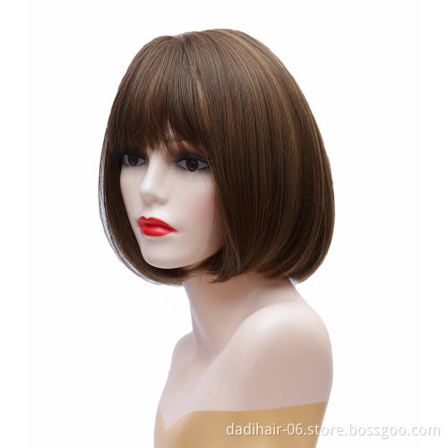 Silk Bace Silk Bace 12 Inch Heat Resistant Fiber Short Silk Straight Color F4/27 Synthetic Hair Wigs For Black Woman Bob Wig